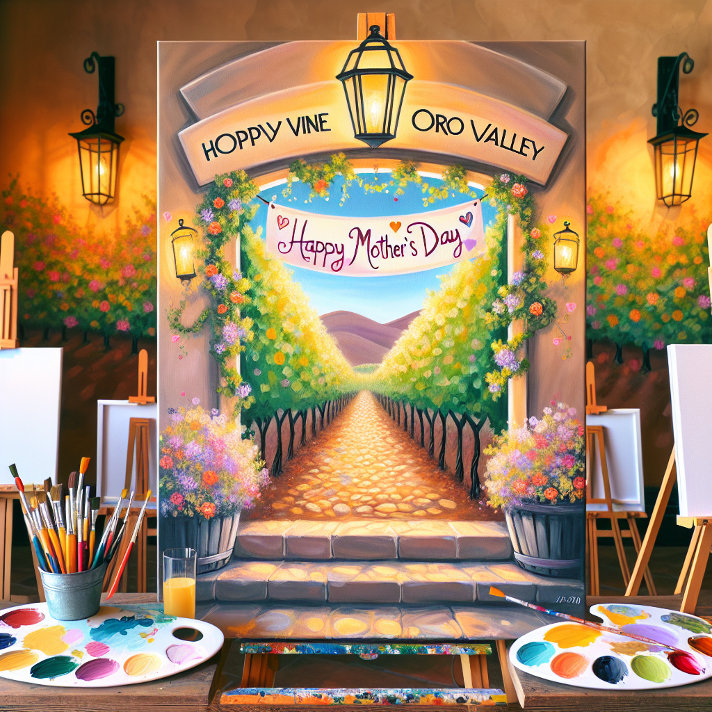 Welcoming entrance to the Mother's Day paint and sip event at Hoppy Vine Oro Valley.